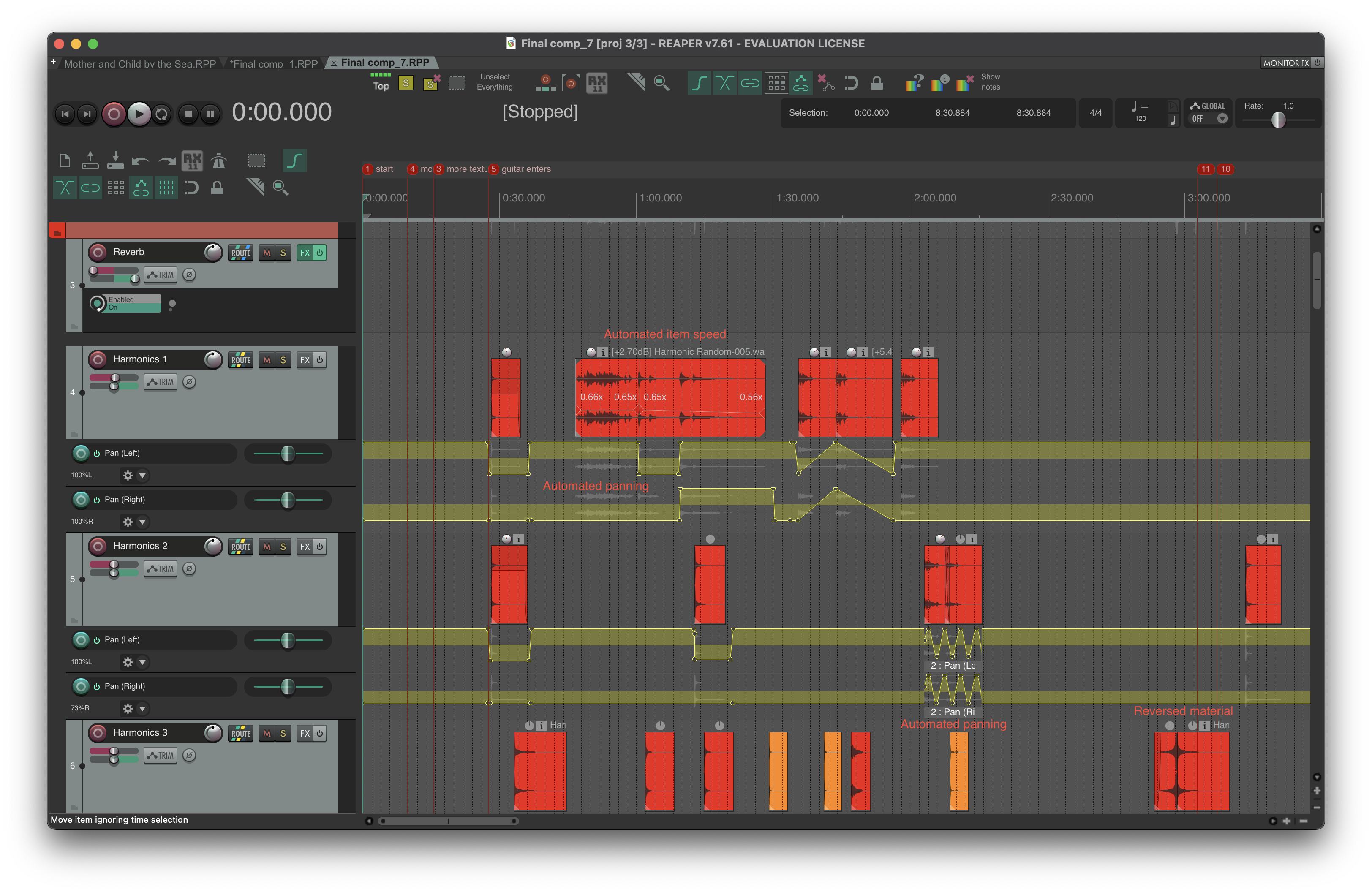 Screenshot of the opening harmonic melody