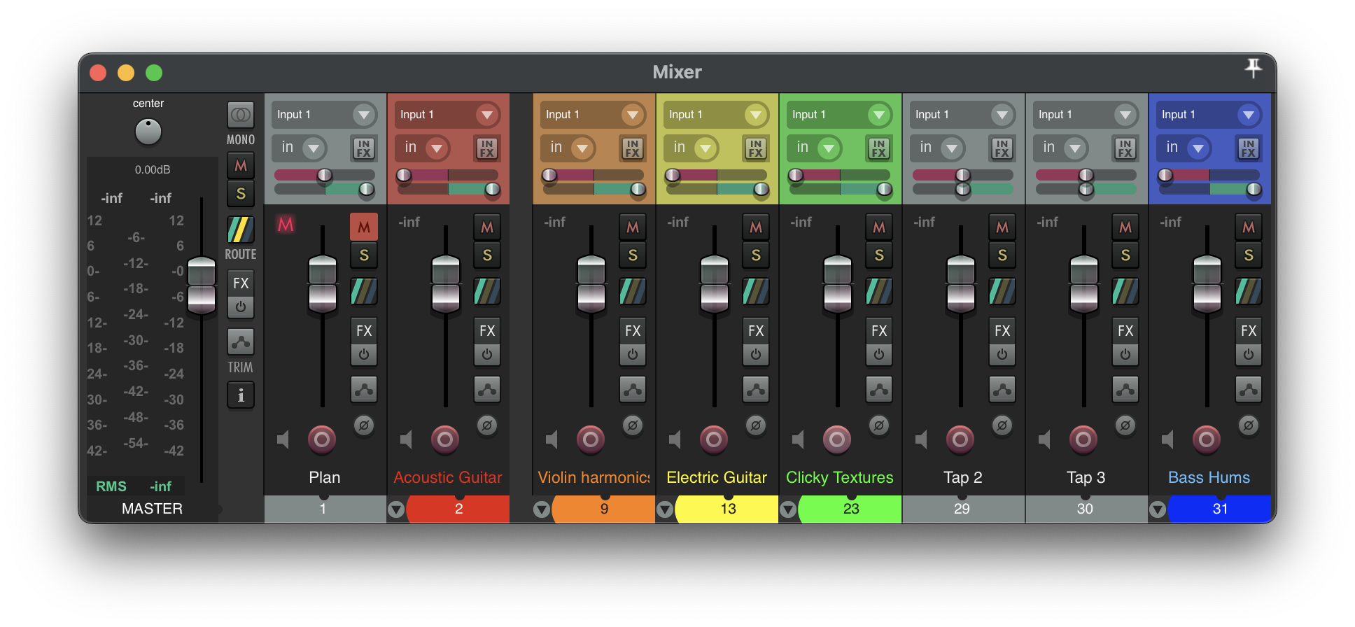 Screenshot of the project mixer